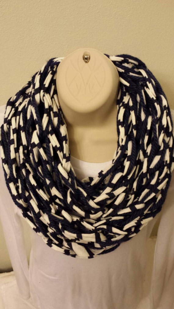 Navy and light cream double loop infinity scarf Il_570xn