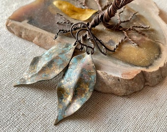 Earrings -  Small brass leaf, patina, niobium wire, lead & nickel free, hypoallergenic, nature, unique earrings, Erie Pa
