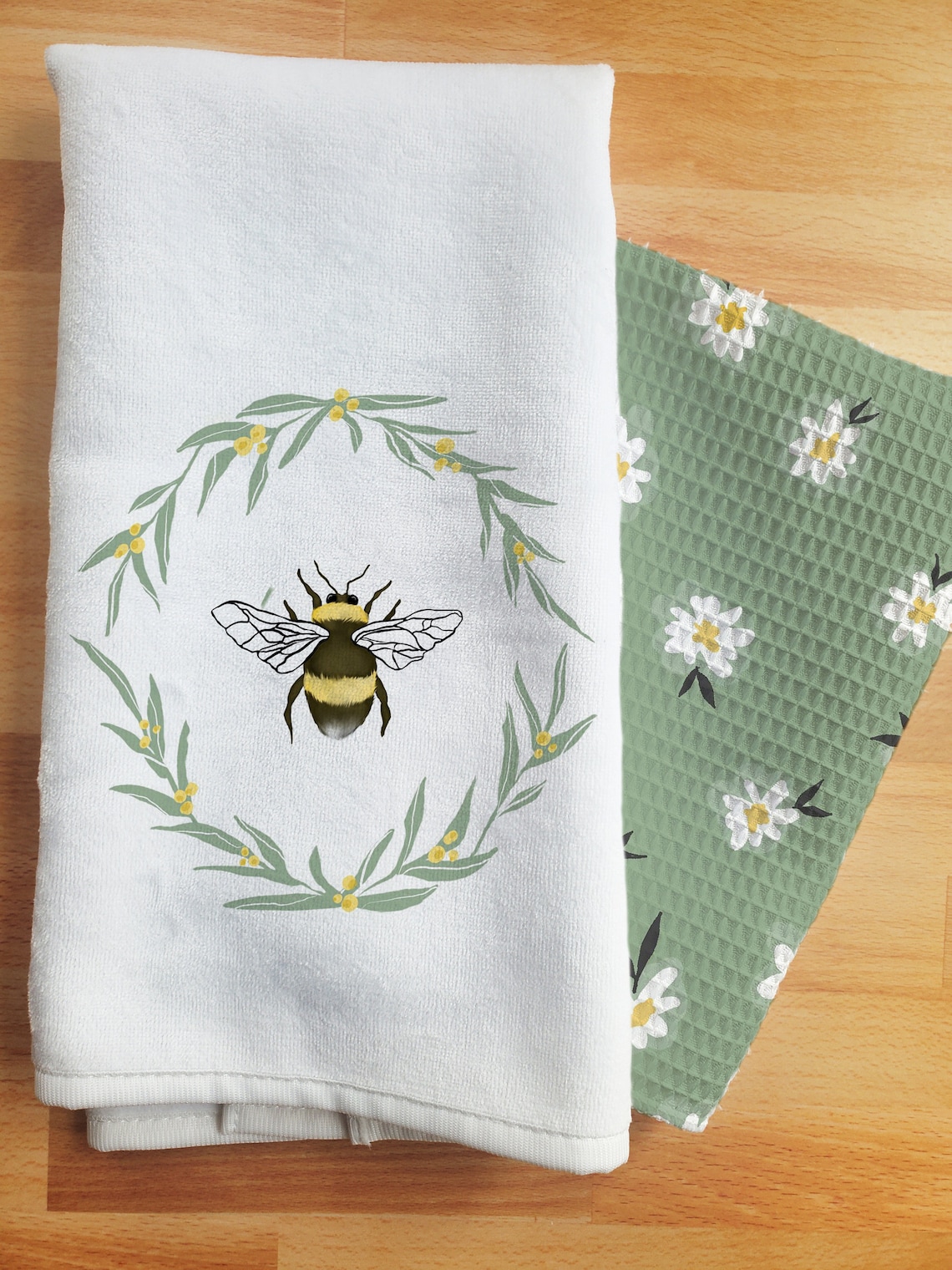 Bumble Bee Decor Kitchen Hand Towel Sets Summer Daisy Home Etsy