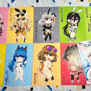 Impressions de cartes postales NIKKE - Lapin/été/etc - Viper, Rupee, Modernia, Guilty, Soda, Elegg, Helm, Anis, Bay, Noir, Blanc - Déesse de la victoire
