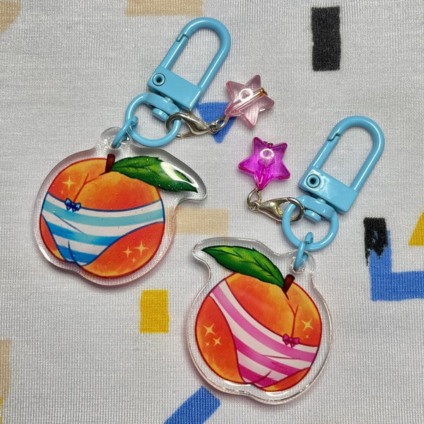 SHIMAPEACH 1” Glitter Epoxy Acrylic Charms [Double Sided] - Blue/Pink