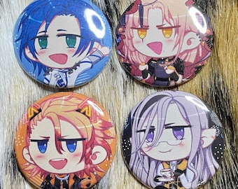 HoloTEMPUS 1.5” Buttons - Regis Altare, Magni Dezmond, Axel Syrios, Noir Vesper - Hololive / Holostars EN