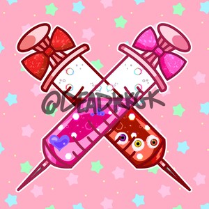 KIRAKIRA SYRINGE Menhera/Yami Kawaii Glitter Charm Double Sided image 10