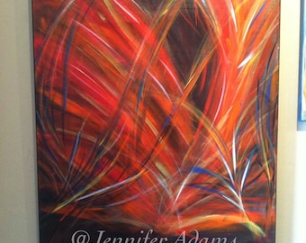 Campfire, Fire, Flames, Flame, Abstract Art, Abstract, art, Ready to Hang Painting