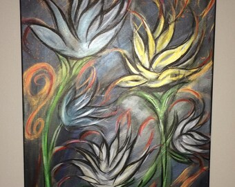 Tulips, Tulip, Flowers, Abstract Art, Art, Abstract, Ready to Hang Painting