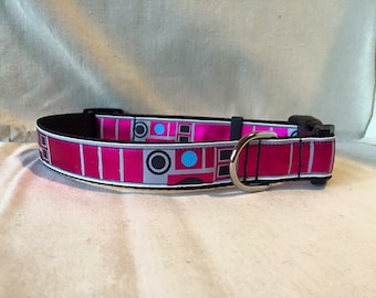 R2-KT / Bb8 Star Wars themed Ribbon Dog Collar, 1"Adjustable foil