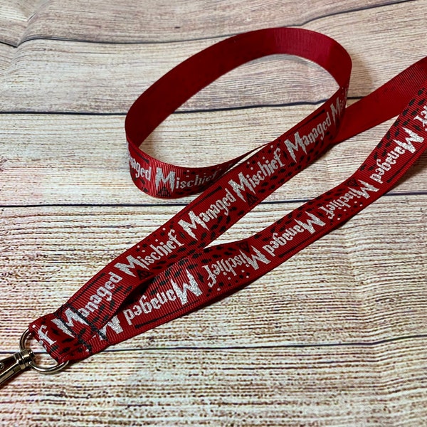 Wizard MM Inspired Lanyard Key Chain 7/8" Wide with Designer lightweight Ribbon red, gray, blue