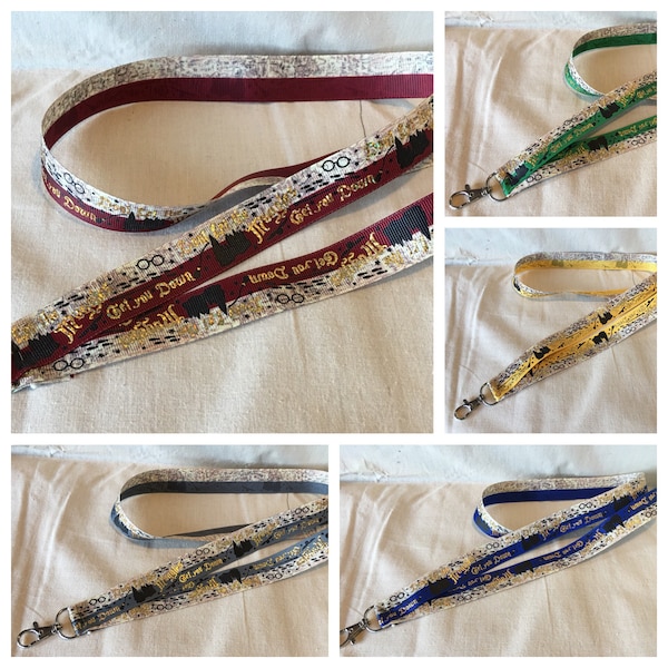 Wizards #2 Inspired Lanyard Key Chain 7/8" or 1" Wide with Designer lightweight Ribbon red gray blue gold foil