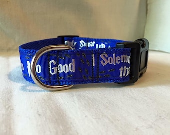 Wizard #1 halsband met lint, 1"verstelbaar blauw geel groen grijs zilverfolie