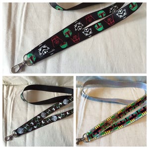 Boba Fett Darth Vader Storm Trooper Death Star Geïnspireerd Lanyard / Sleutelhanger 7/8" of 1" Breed met Designer lichtgewicht Lint