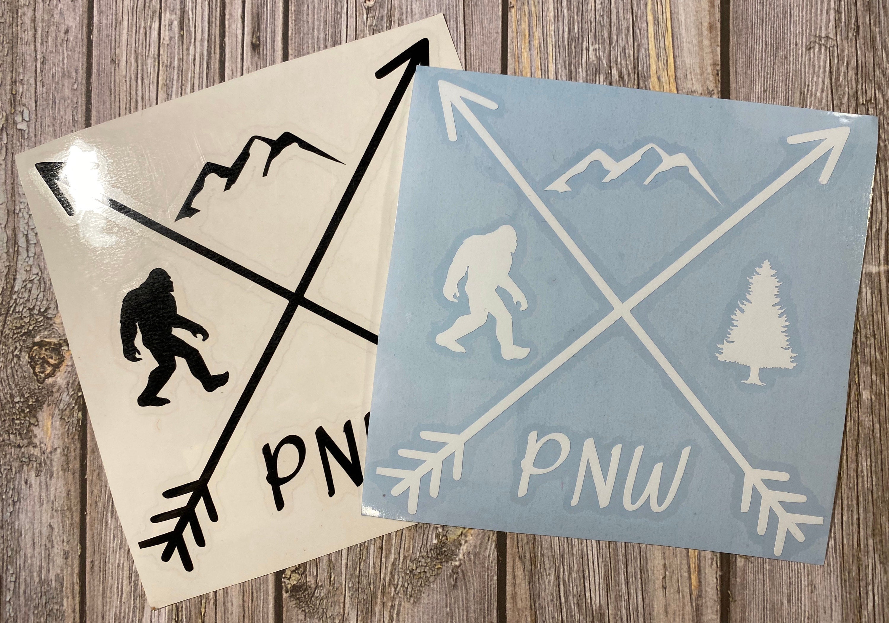 Bigfoot Mountain Forest PNW Decal Sasquatch Pacific Northwest Arrow ...