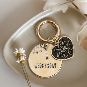 LET&#39;S HANG OUT Dog Tag, Pet Id Tag, Personalized Dog Tag, Hand Stamped Dog Tag, Spider dog tag, Engraved Dog Tag