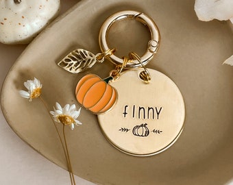 OH MY GOURD Dog Tag, Pet Id Tag, Personalized Dog Tag, Hand Stamped Dog Tag, Pumpkin dog tag, Engraved Dog Tag