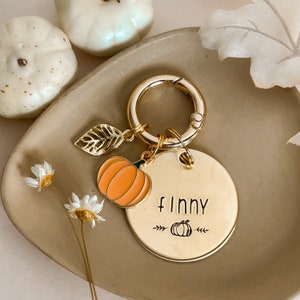 OH MY GOURD Dog Tag, Pet Id Tag, Personalized Dog Tag, Hand Stamped Dog Tag, Pumpkin dog tag, Engraved Dog Tag