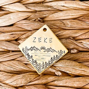 Dog Tag, Pet Id Tag, Personalized Dog Tag, Hand Stamped Dog Tag, Engraved Dog Tag, MOUNTAIN LAKE