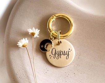 Custom Dog Tag — Laser Engraved Pet ID Tag — Magic Sparkles Dog Tag — Brass Dog Tag — Twinkles Design
