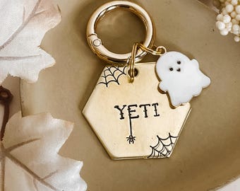 SPOOKY SPIDER Dog Tag, Pet Id Tag, Personalized Dog Tag, Hand Stamped Dog Tag, Engraved Dog Tag