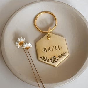 Dog Tag, Pet Id Tag, Personalized Dog Tag, Hand Stamped Dog Tag, Engraved Dog Tag, HIBISCUS FLOWER