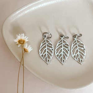Leaf charm, Metal charms, Charms for dogs, Pet charms, Silver leaf charm