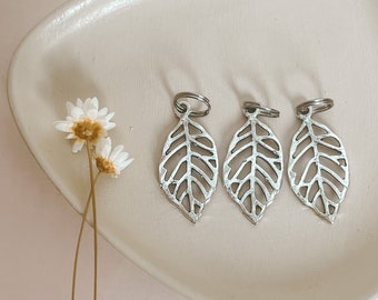 Leaf charm, Metal charms, Charms for dogs, Pet charms, Silver leaf charm