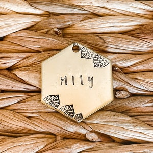 Dog Tag, Pet Id Tag, Personalized Dog Tag, Hand Stamped Dog Tag, Engraved Dog Tag, MONSTERA CORNERS