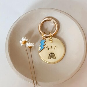 Dog Tag, Pet Id Tag, Personalized Dog Tag, Hand Stamped Dog Tag, Engraved Dog Tag, BOHO RAINBOW