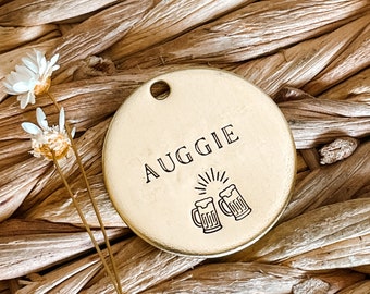 BREW DOG, Beer Dog Tag, Pet Id Tag, Personalized Dog Tag, Hand Stamped Dog Tag, Engraved Dog Tag, dog tag