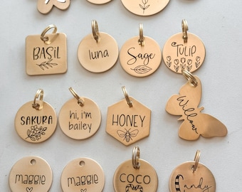 Clearance Dog Tags — Laser Engraved Imperfect Pet ID Tag — Brass Sample Sale Dog Tag