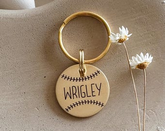 Custom Dog Tag — Laser Engraved Pet ID Tag — Baseball Dog Tag — HOMERUN
