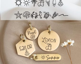 Custom Dog Tag — Laser Engraved Pet ID Tag — Summer Dog Tag — Brass Dog Tag — Choose Your Design