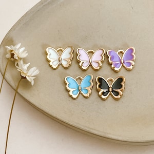 Butterfly charm, Metal charms, Charms for dogs, Pet charms, enamel charms, Spring Charms