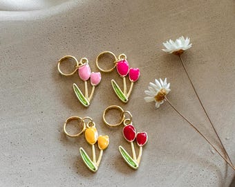 Flower charm, Tulip charm, Charms for dogs, Pet charms, enamel charms, Spring Charms