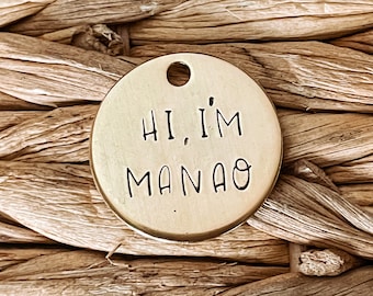 Dog Tag, Pet Id Tag, Personalized Dog Tag, Hand Stamped Dog Tag, Engraved Dog Tag, HI, I’M...