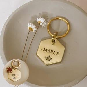 Maple Leaf Dog Tag, Pet Id Tag, Personalized Dog Tag, Hand Stamped Dog Tag, Engraved Dog Tag