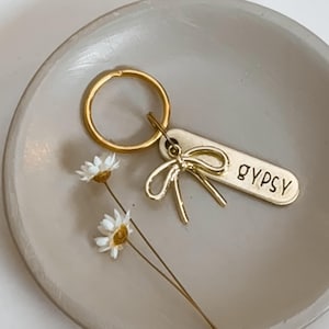 THE BOW Dog Tag, Pet Id Tag, Personalized Dog Tag, Hand Stamped Dog Tag, Engraved Dog Tag