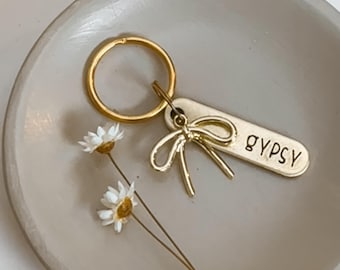 THE BOW Dog Tag, Pet Id Tag, Personalized Dog Tag, Hand Stamped Dog Tag, Engraved Dog Tag