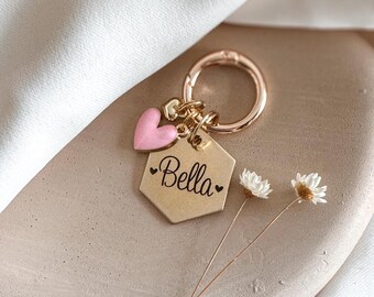 Custom Dog Tag — Laser Engraved Pet ID Tag — Bow Dog Tag — Brass Christmas Dog Tag — SWEETHEART