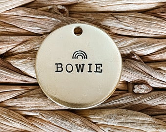 Dog Tag, Pet Id Tag, Personalized Dog Tag, Hand Stamped Dog Tag, Engraved Dog Tag, MINIMALIST RAINBOW