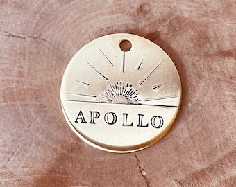 Dog Tag, Pet Id Tag, Personalized Dog Tag, Hand Stamped Dog Tag, Engraved Dog Tag, SUN RAYS