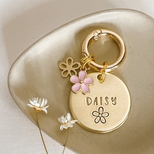 Flower Power Dog Tag, Daisy Dog Tag, Pet Id Tag, Personalized Dog Tag, Hand Stamped Dog Tag, Spring dog tag, Flower Dog Tag