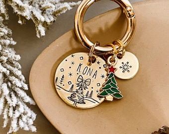 Dog Tag, Pet Id Tag, Personalized Dog Tag, Hand Stamped Dog Tag, Engraved Dog Tag, SNOW GLOBE dog tag