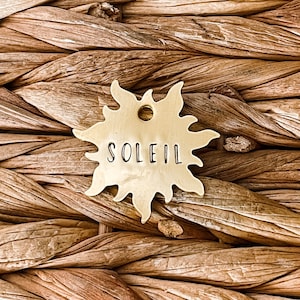 Sun Dog Tag, Pet Id Tag, Personalized Dog Tag, Hand Stamped Dog Tag, Engraved Dog Tag, SIMPLY SUN