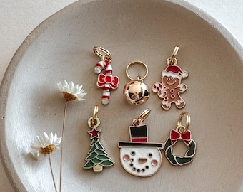 Christmas collar charms, enamel charms, holiday charms