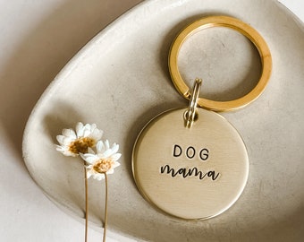 Dog Mama Keychain, Hand Stamped KeyChain, Fur Daddy Keychain