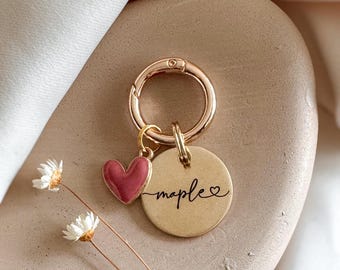 Custom Dog Tag — Laser Engraved Pet ID Tag  — Brass Christmas Dog Tag — HEARTSTRINGS
