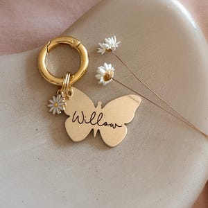 Custom Butterfly Dog Tag — Laser Engraved Pet ID Tag  — Spring Dog Tag