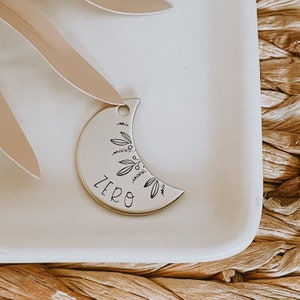 Dog Tag, Pet Id Tag, Personalized Dog Tag, Hand Stamped Dog Tag, Engraved Dog Tag, WREATH MOON