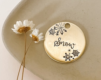 Dog Tag, Pet Id Tag, Personalized Dog Tag, Hand Stamped Dog Tag, Engraved Dog Tag, SNOWFLAKE WISHES dog tag
