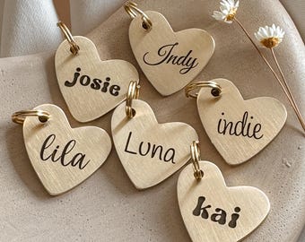 Custom Dog Tag — Laser Engraved Pet ID Tag — Heart Dog Tag — Brass Valentine's Dog Tag —WHIMSY HEART