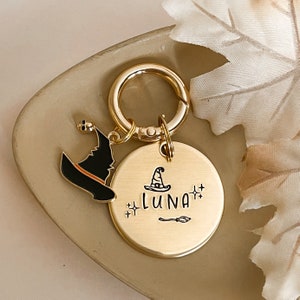 SPELLBOUND Dog Tag, Pet Id Tag, Personalized Dog Tag, Hand Stamped Dog Tag, Witch dog tag, Engraved Dog Tag